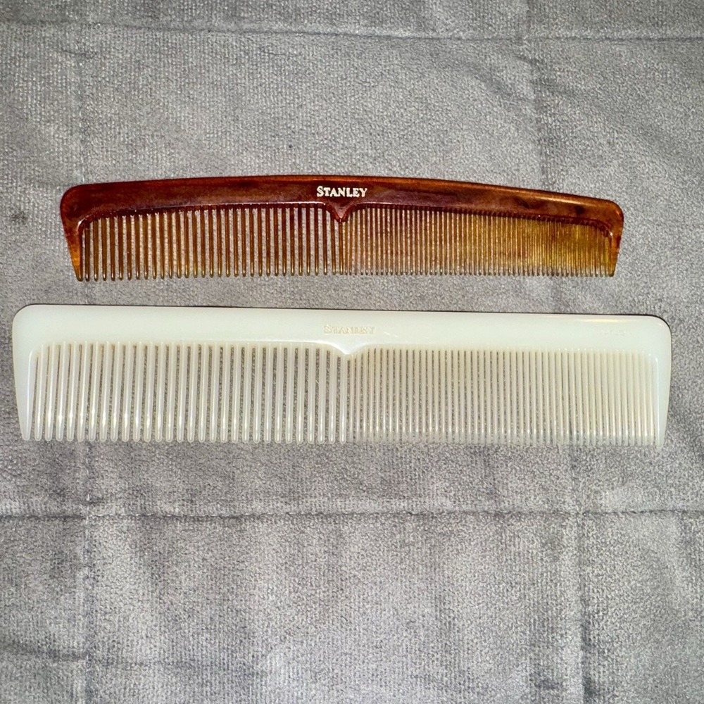 Vintage Stanley Styling Combs Lot of 2 Men's Stanley Combs Amber Cream